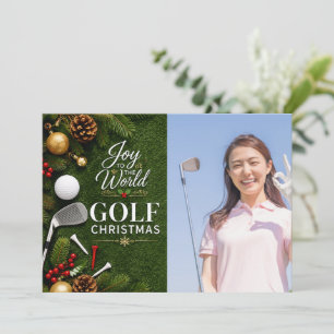 Cartes Pour Fêtes Annuelles Joyeux Noël de golf avec votre propre photo