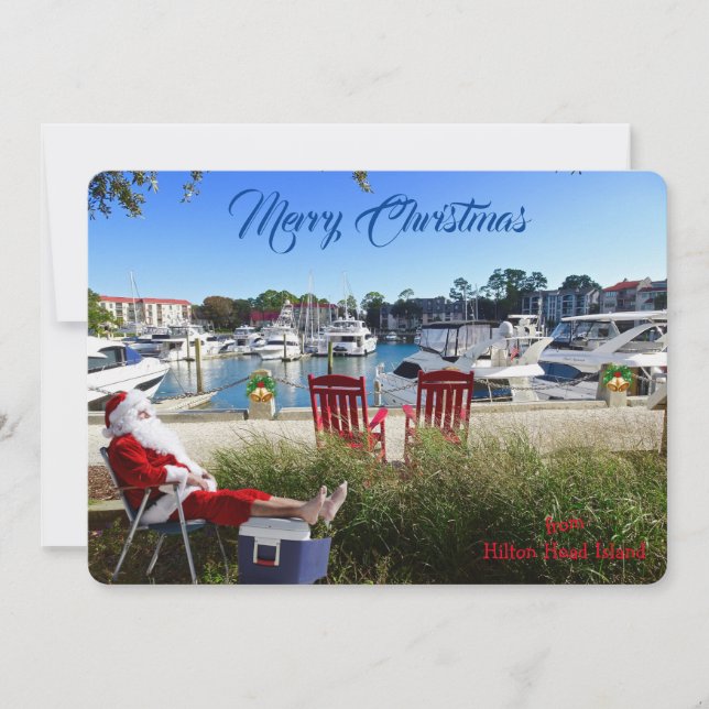 Cartes Pour Fêtes Annuelles Joyeux Noël de Hilton Head SC Harbour Town (Devant)