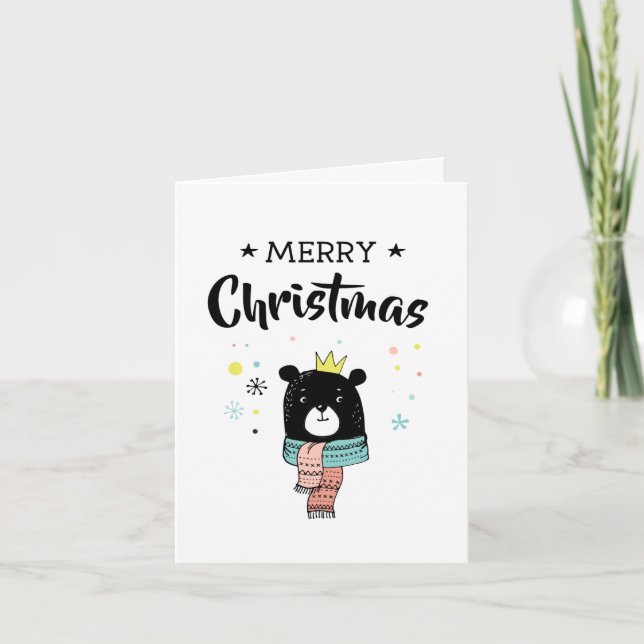 Cartes Pour Fêtes Annuelles Joyeux noël de la couronne d'ours rétro (Devant)