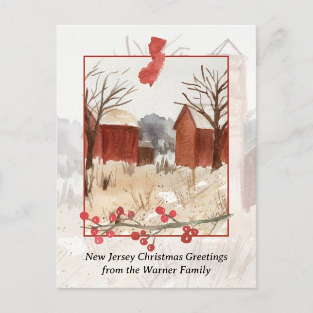 Cartes Pour Fêtes Annuelles Joyeux Noël de la ferme New Jersey Personnalisé (Devant)