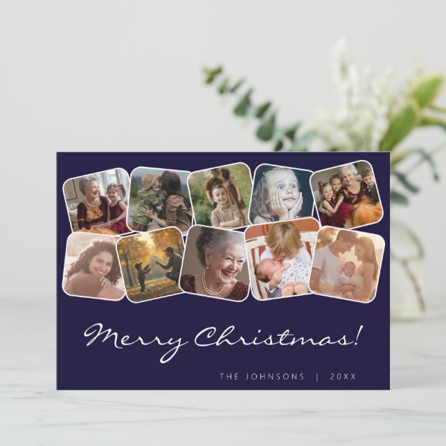 Cartes Pour Fêtes Annuelles Joyeux Noël de la Marine noir 10 photo Collage (Debout devant)