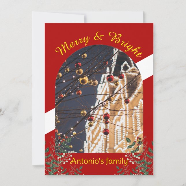 Cartes Pour Fêtes Annuelles Joyeux Noël de la photo d'arc moderne (Devant)