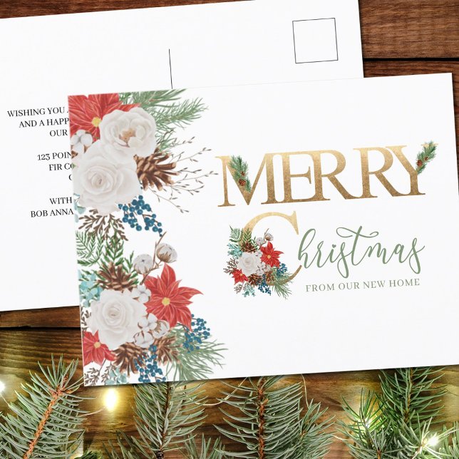 Cartes Pour Fêtes Annuelles Joyeux Noël de New Home Gold Green Moving (Créateur téléchargé)