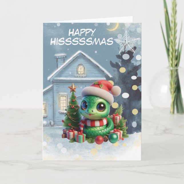 Cartes Pour Fêtes Annuelles Joyeux Noël de Noël de serpent drôle (Devant)