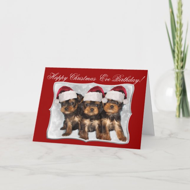 Cartes Pour Fêtes Annuelles Joyeux Noël de Noël de Yorkshire Terriers (Devant)