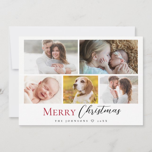 Cartes Pour Fêtes Annuelles Joyeux Noël de Noël Rouge moderne (Devant)