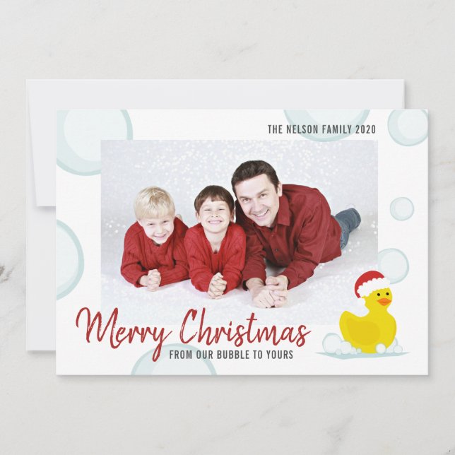 Cartes Pour Fêtes Annuelles Joyeux Noël de notre canard en caoutchouc (Devant)
