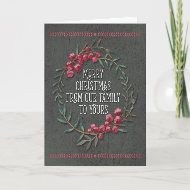 Cartes Pour Fêtes Annuelles Joyeux Noël de notre famille à vos baies (Devant)