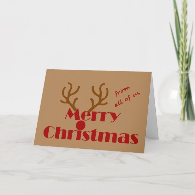 Cartes Pour Fêtes Annuelles Joyeux Noël de nous tous Fun Reindeer (Devant)