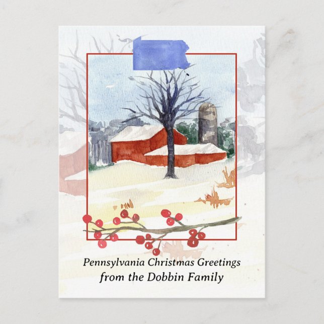 Cartes Pour Fêtes Annuelles Joyeux Noël de Pennsylvanie Grange Personnaliser (Devant)