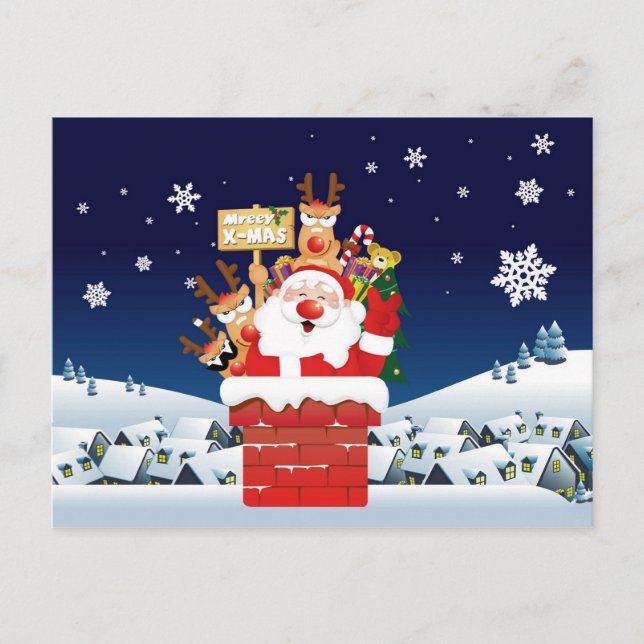 Cartes Pour Fêtes Annuelles Joyeux Noël de Père Noël Crew (Devant)