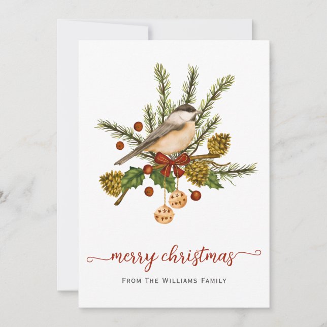 Cartes Pour Fêtes Annuelles Joyeux Noël de poulet d'hiver (Devant)