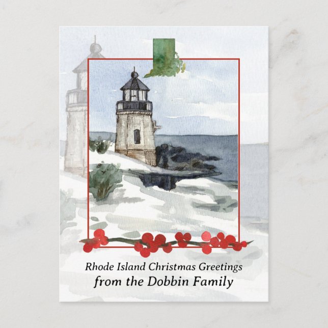 Cartes Pour Fêtes Annuelles Joyeux Noël de Rhode Island Personnalisé (Devant)