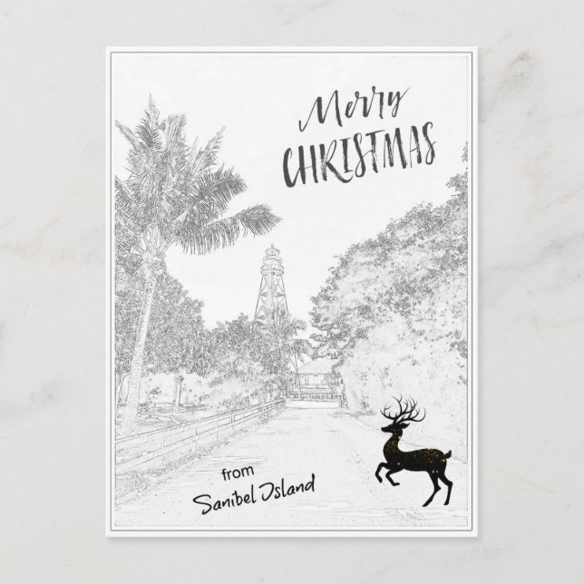 Cartes Pour Fêtes Annuelles Joyeux Noël de Sanibel Island Lighthouse FL (Devant)
