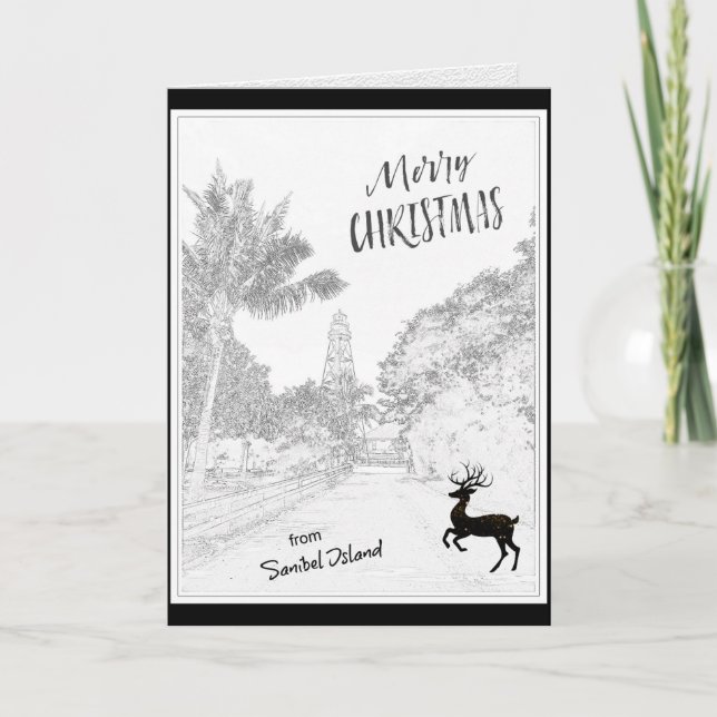 Cartes Pour Fêtes Annuelles Joyeux Noël de Sanibel Island Lighthouse FL (Devant)