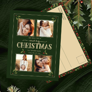 Cartes Pour Fêtes Annuelles Joyeux Noël de style élégant vintage 4-Photo