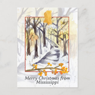 Cartes Pour Fêtes Annuelles Joyeux Noël des arbres d'hiver enneigés du Mississ