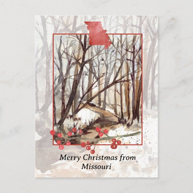 Cartes Pour Fêtes Annuelles Joyeux Noël des arbres du Missouri Neige d'hiver (Devant)