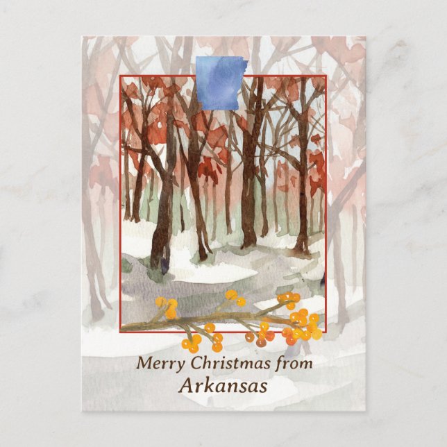 Cartes Pour Fêtes Annuelles Joyeux Noël des Arkansas Neige d'hiver (Devant)