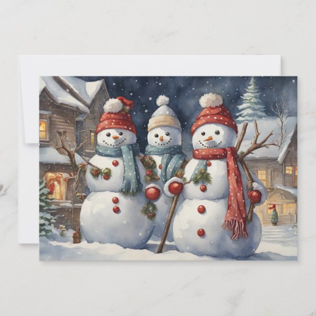 Cartes Pour Fêtes Annuelles Joyeux Noël des Snowmen (Devant)