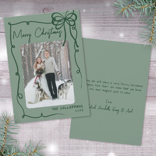 Cartes Pour Fêtes Annuelles Joyeux Noël Dessiné à la Main Vert Fantaisiste