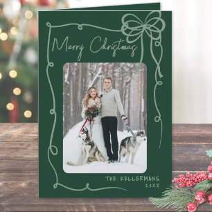Cartes Pour Fêtes Annuelles Joyeux Noël Dessiné à la Main Vert Fantaisiste