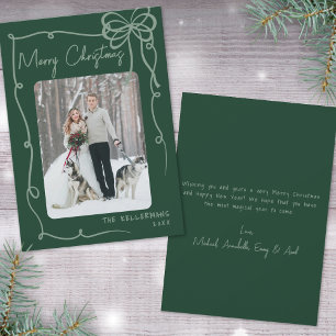 Cartes Pour Fêtes Annuelles Joyeux Noël Dessiné à la Main Vert Fantaisiste