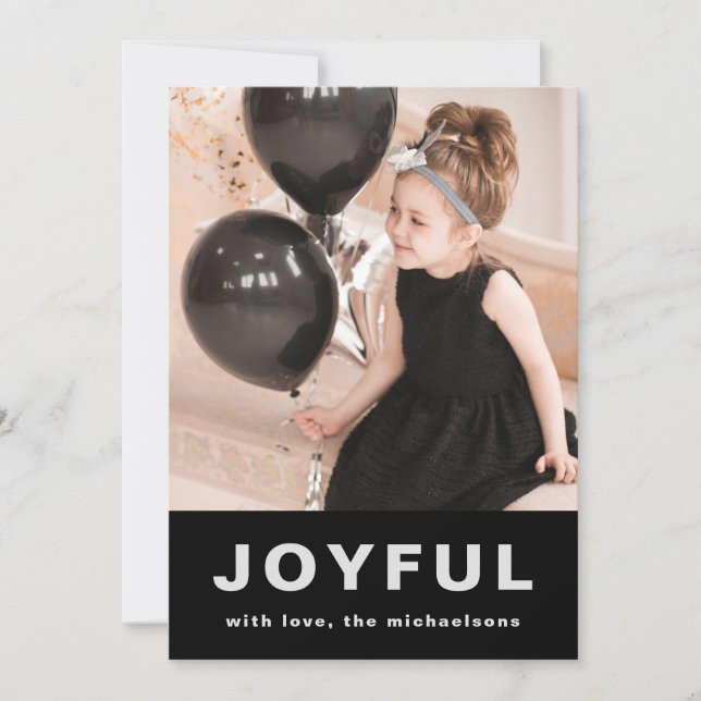 Cartes Pour Fêtes Annuelles Joyeux Noël Deux Photo Noir et Argent (Devant)