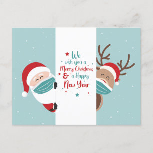 Cartes Pour Fêtes Annuelles Joyeux Noël Distances sociales Père Noël Reindeer