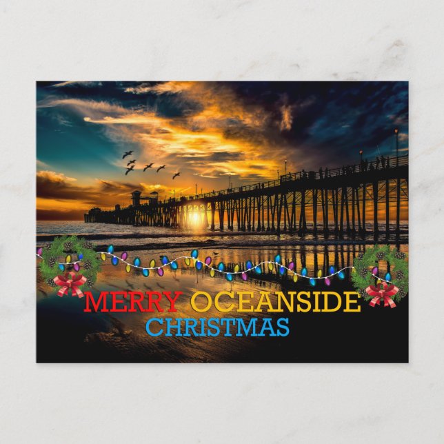 Cartes Pour Fêtes Annuelles Joyeux Noël d'Oceanside (Devant)