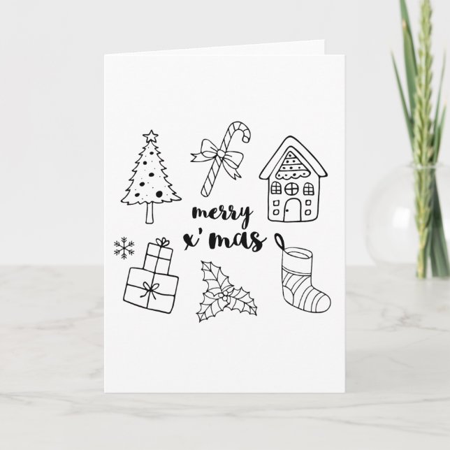 Cartes Pour Fêtes Annuelles Joyeux Noël Doodle Elements Célébration (Devant)