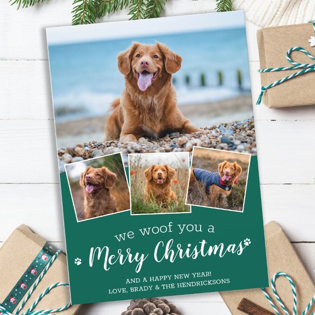 Cartes Pour Fêtes Annuelles Joyeux Noël Du Chien Fun Pet Photo Collage (Créateur téléchargé)
