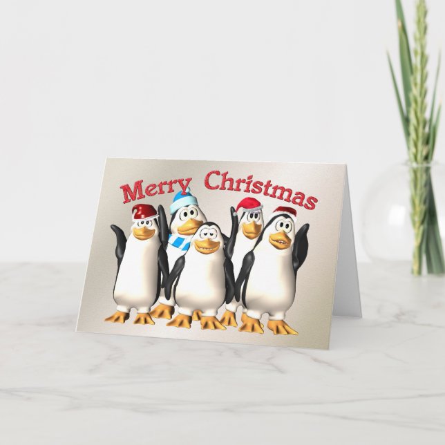Cartes Pour Fêtes Annuelles Joyeux Noël du gang des pingouins (Devant)