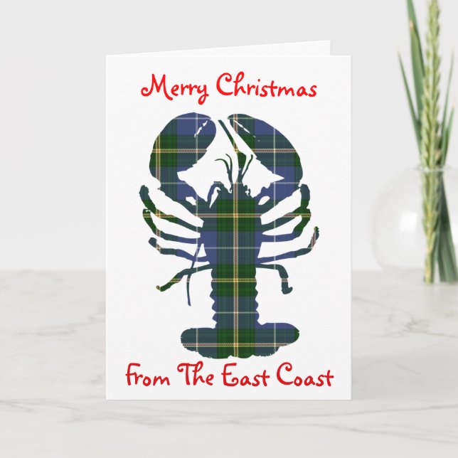 Cartes Pour Fêtes Annuelles Joyeux Noël du homard de Côte Est (Devant)