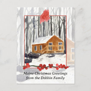 Cartes Pour Fêtes Annuelles Joyeux Noël du Maine Cabine Winter Forest