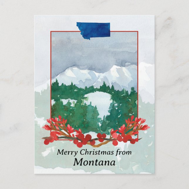 Cartes Pour Fêtes Annuelles Joyeux Noël du Montana Paysage de neige d'hiver (Devant)