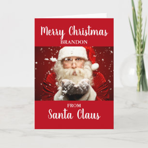 Cartes Pour Fêtes Annuelles Joyeux Noël du Père Noël AJOUTER NOM Plier