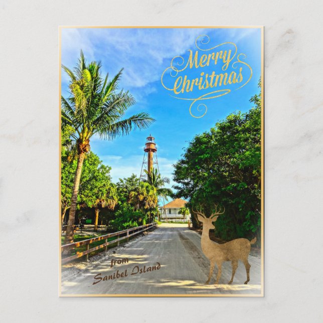 Cartes Pour Fêtes Annuelles Joyeux Noël du phare FL de Sanibel Island (Devant)