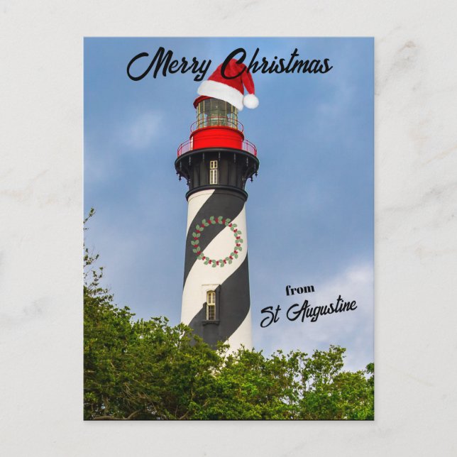 Cartes Pour Fêtes Annuelles Joyeux Noël du phare St Augustine FL (Devant)