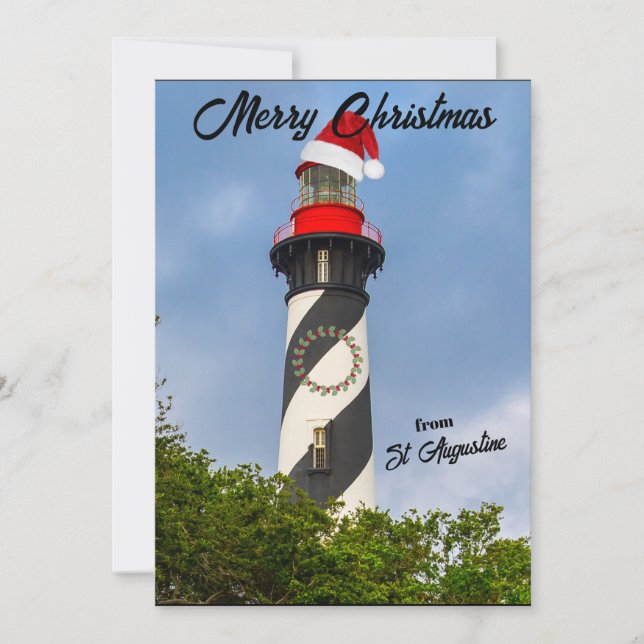 Cartes Pour Fêtes Annuelles Joyeux Noël du phare St Augustine FL (Devant)