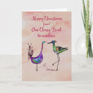 Cartes Pour Fêtes Annuelles Joyeux Noël d'un oiseau classique à un autre