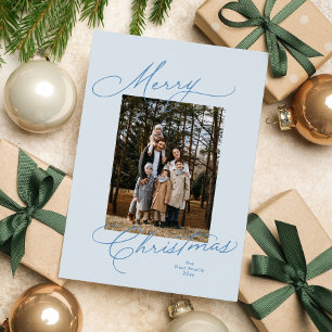Cartes Pour Fêtes Annuelles Joyeux Noël écriture bleu clair photo