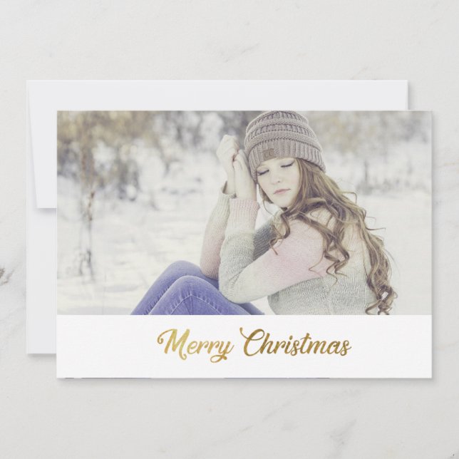 Cartes Pour Fêtes Annuelles Joyeux Noël Écriture Faux Or (Devant)