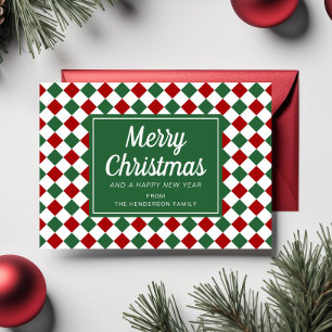 Cartes Pour Fêtes Annuelles Joyeux Noël écriture Photo Rouge Vert Damier