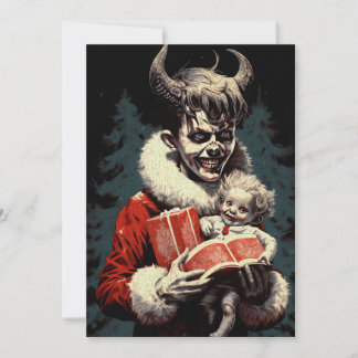 Cartes Pour Fêtes Annuelles Joyeux Noël Éffrayant Horreur Devil Boy