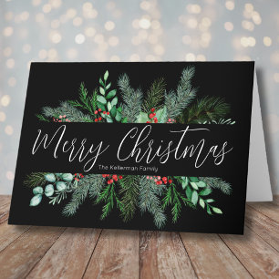 Cartes Pour Fêtes Annuelles Joyeux Noël Élégance Moderne Verdure