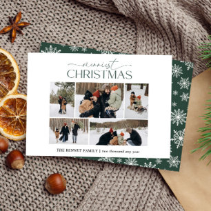 Cartes Pour Fêtes Annuelles Joyeux Noël Élégant 5 Collage de photos Vert