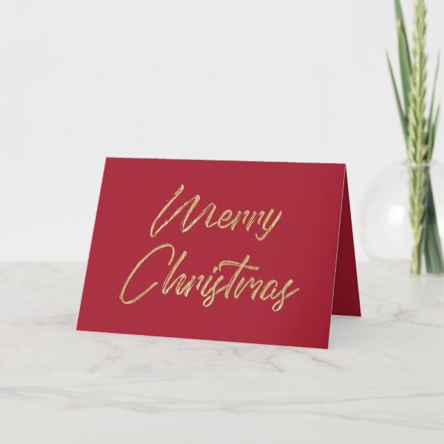 Cartes Pour Fêtes Annuelles Joyeux Noël Elégant Faux Gold Foil et Rouge (Devant)