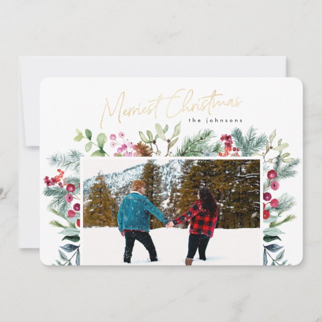 Cartes Pour Fêtes Annuelles Joyeux Noël Elégant Faux Gold Foil Personnalisé (Devant)