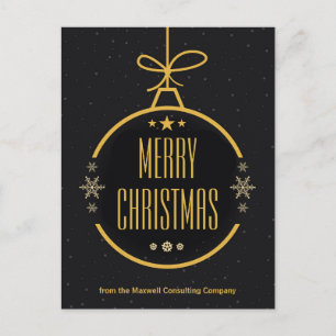 Cartes Pour Fêtes Annuelles Joyeux Noël élégant or noir Entreprise personnalis